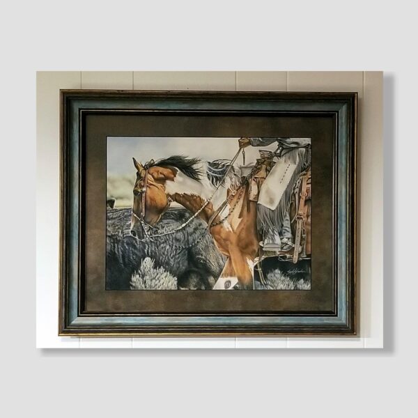Framed HORSE PRAIRIE ROUNDUP Original Pastel Painting by Barby Schacher