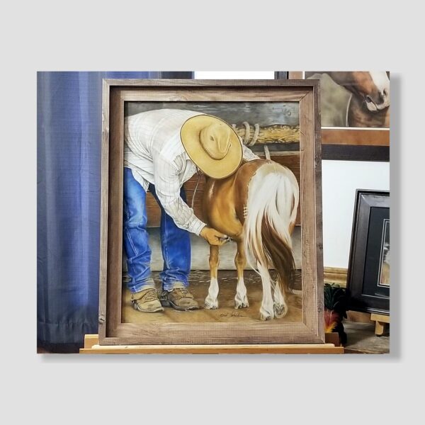 Framed JUST A LITTLE CHECKUP original pastel painting by Barby Schacher