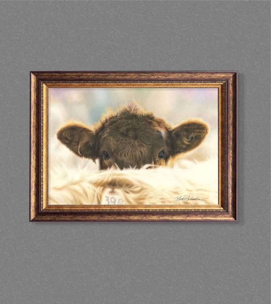 Mockup-of-Peek-A-Moo-pastel-painting-by-Barby-Schacher.